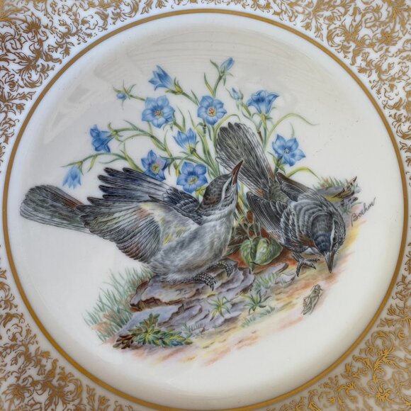 LENOX Mocking Birds Dinner Plate - 1978 Limited Edition of Boehm Birds, Gold Flo - Picture 2 of 3